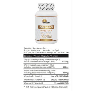 Sowelo Omega 3 D3 K2 100v - Hỗ Trợ Xương Chắc Khỏe
