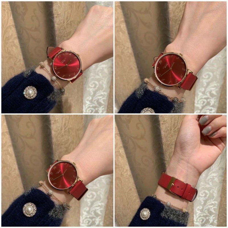 [Sale xả kho] Đồng hồ nữ dây da đỏ Coach