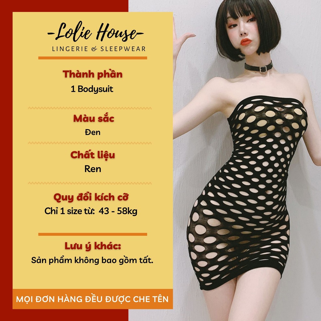 Bodysuit sexy quây lưới - Tất lưới toàn thân ôm body LOLIE HOUSE - BS2 | BigBuy360 - bigbuy360.vn