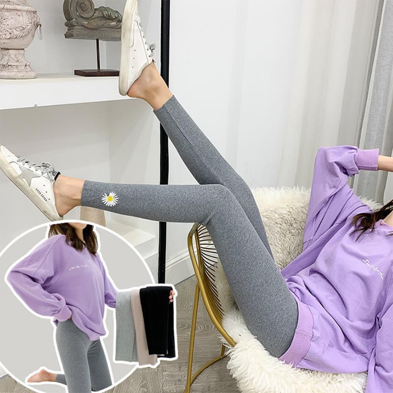 Đen Quần Legging Dày Dặn Kẻ Sọc Thời Trang Cho Nữ Sinh