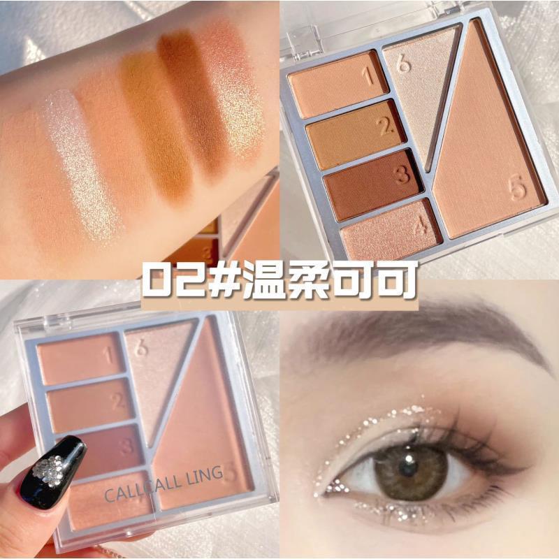 Bảng Phấn Mắt CALLCALL LING 6 Màu Sắc Hiệu Ứng Lì/ Ánh Nhũ Lên Màu Cực Chuẩn