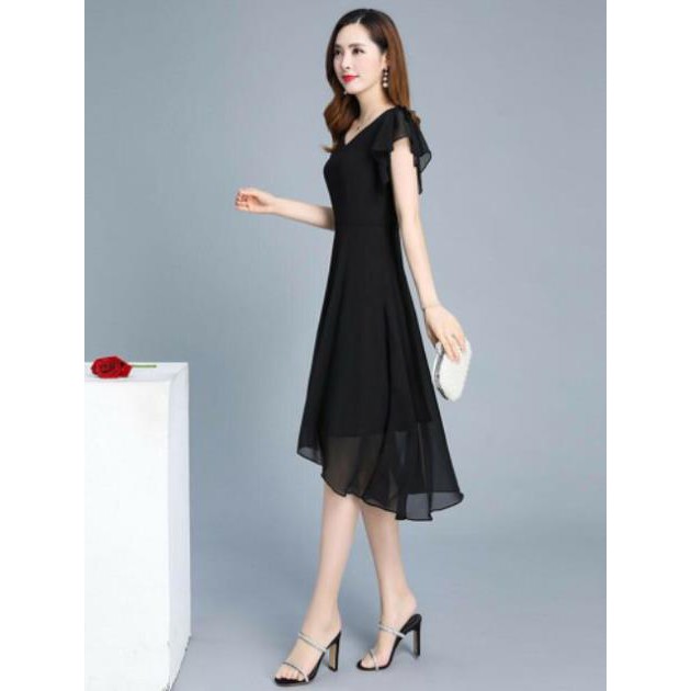 SHOP DẠ HỘI  Đầm maxi cổ tim tay cánh tiên cao cấp tặng hoa tai thời trang