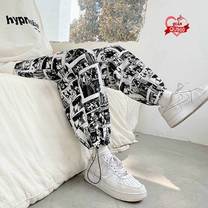 Quần Nỉ Unisex Nam Nữ Hình Cartoon Dây Rút Cá Tính Chất Đẹp