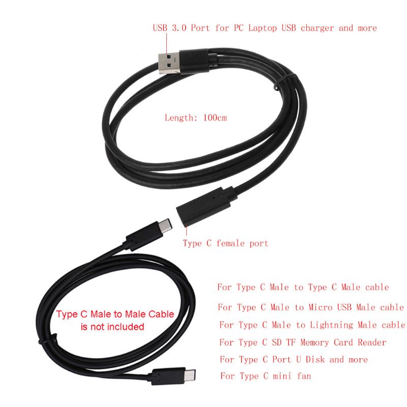 Cáp Sạc Chuyển Đổi Dữ Liệu Tốc Độ Cao USB 3 0 Male Sang Type C Female