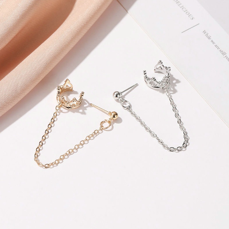 Khuyên Kẹp Tai Chữ U Tua Rua Đính Đá Zircon Thời Trang Cho Nữ