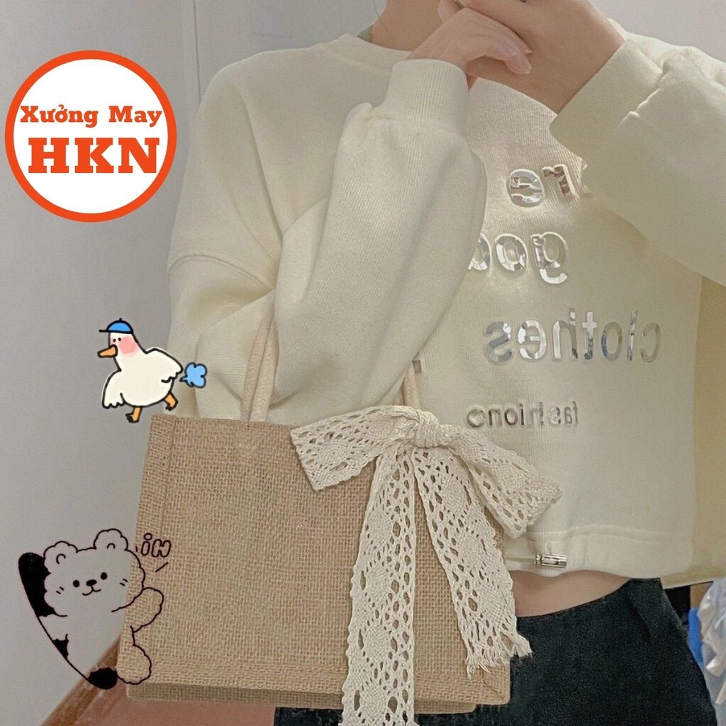 Túi Cói Đi Biển Kèm Nơ Siêu Hot Mã 855 Xưởng May HKN