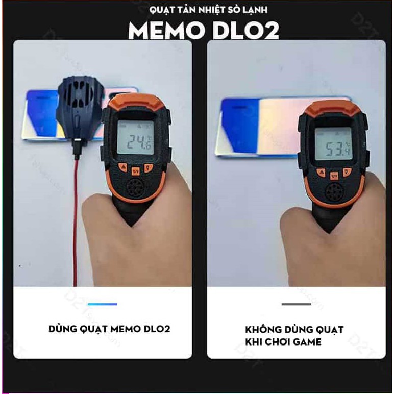 Quạt tản nhiệt gaming sò lạnh siêu mát Memo DL02 cho điện thoại có nút bật tặng kèm dây sạc Type c Lightning DL TECH