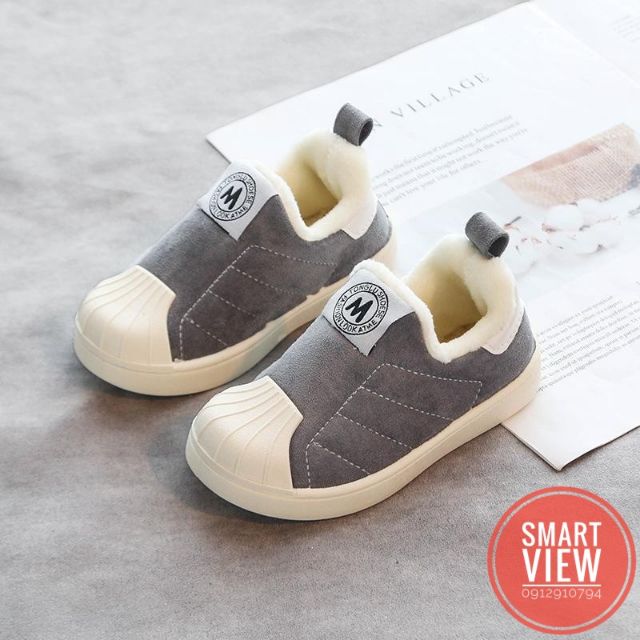(SMV51) Giày Cotton Mekalia trẻ em vỏ sò mùa đông đế mềm ấm áp cho bé trai và bé gái