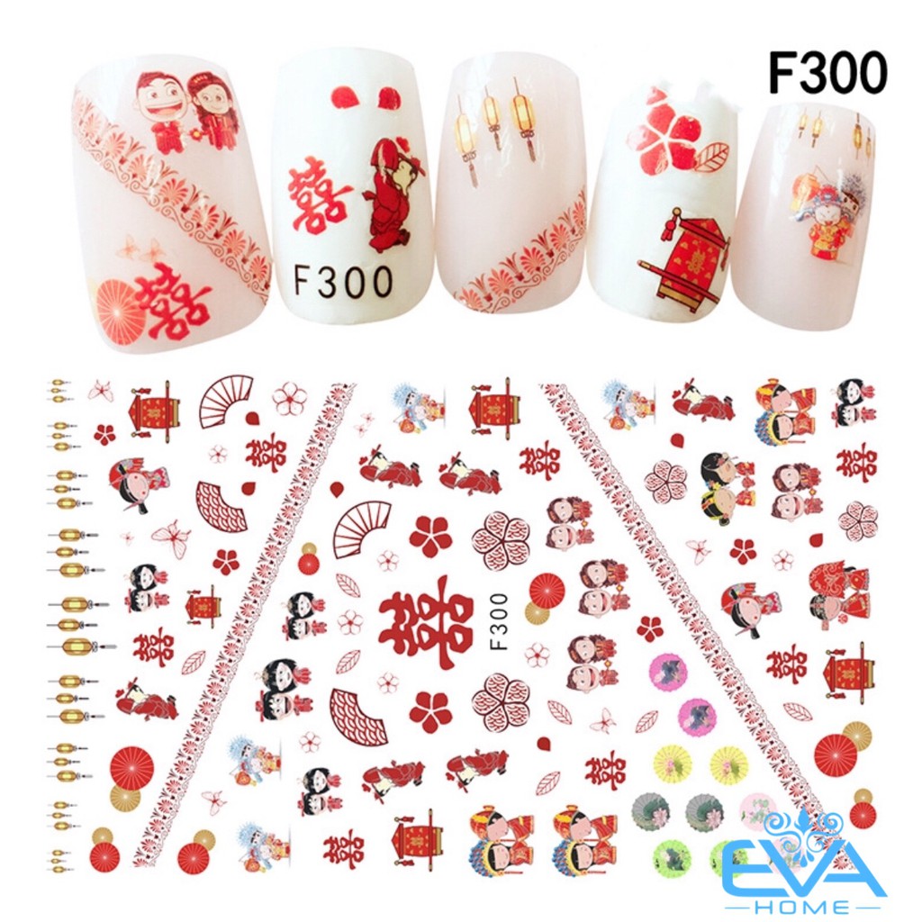Miếng Dán Móng Tay 3D Nail Sticker Hoạt Hình Chủ Đề Đám Cưới F300