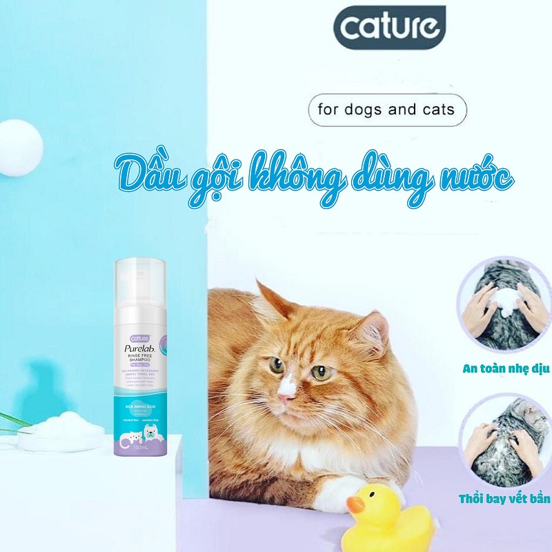 Bọt Tắm Khô Cature Purelab Rinse Free Cho Chó Mèo  150ml