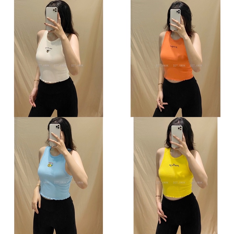 Áo Croptop Balo Thêu Hình F.21 VNXK