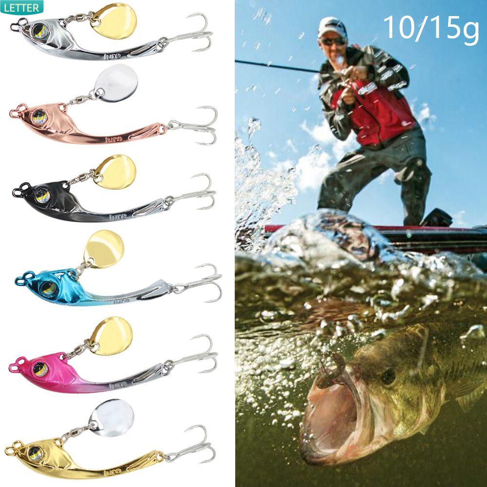 Mồi câu cá giả bằng kim loại cứng 10/15g có móc rung nhiều màu sắc tùy chọn