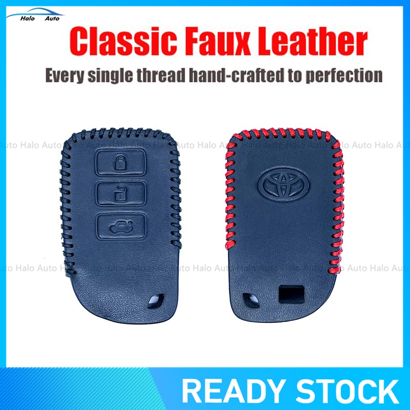 【Ready Stock】100% Genuine Leather Key Cover For Toyota VIOS-3 Buttons-OPP BAG