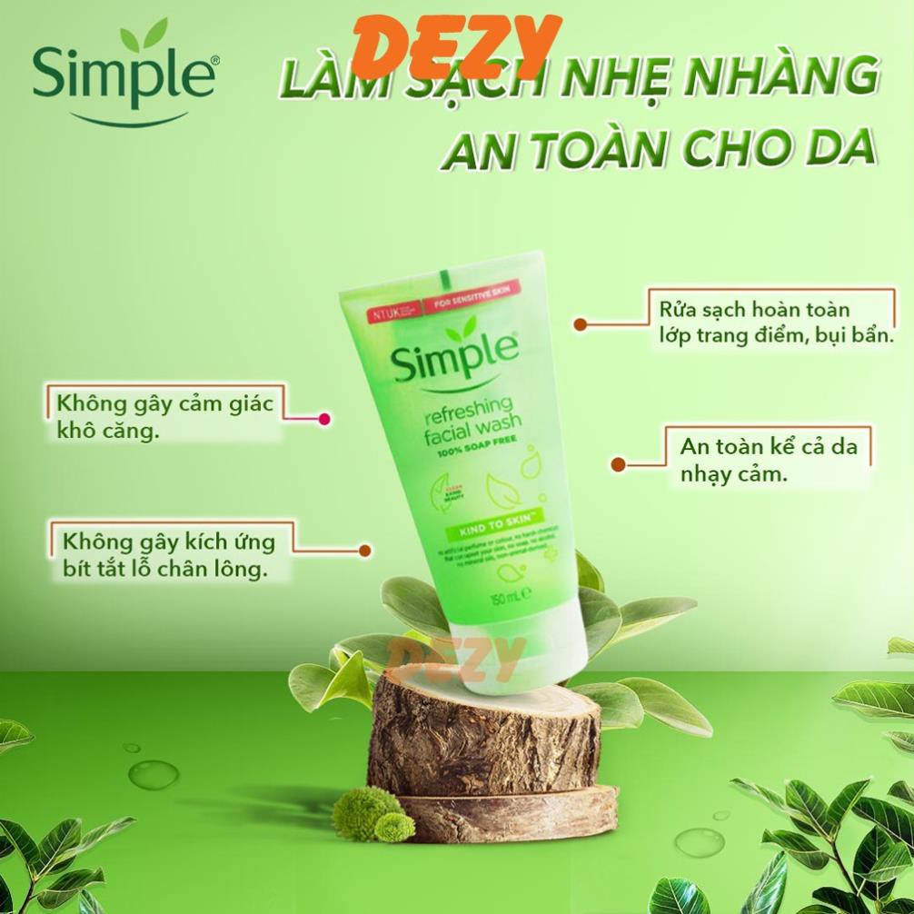 Skincare Simple CHÍNH HÃNG Combo Sữa Rửa Mặt Srm Toner Nước Hoa Hồng Toners Nước Tẩy Trang Micellar Water Dưỡng Ẩm Dezy
