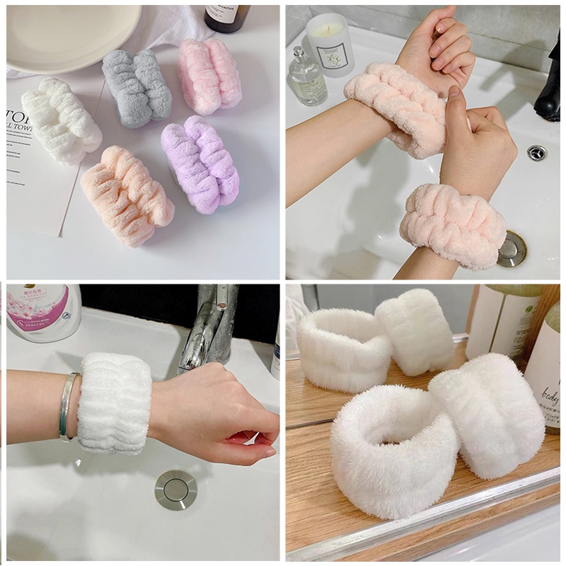 Băng Đô Rửa Mặt / Cổ Tay Vải Lông Cừu San Hô Sáng Tạo Thời Trang
