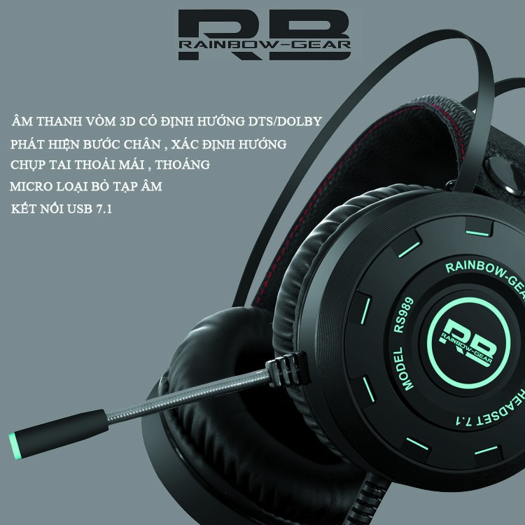 TAI NGHE GAMING 7.1 RAINBOW -GEAR RS989