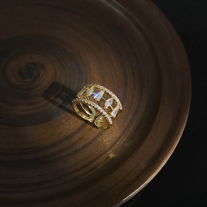 Nhẫn Etrendy hai lớp đính đá zircon phong cách Hàn Quốc thời trang cho nữ