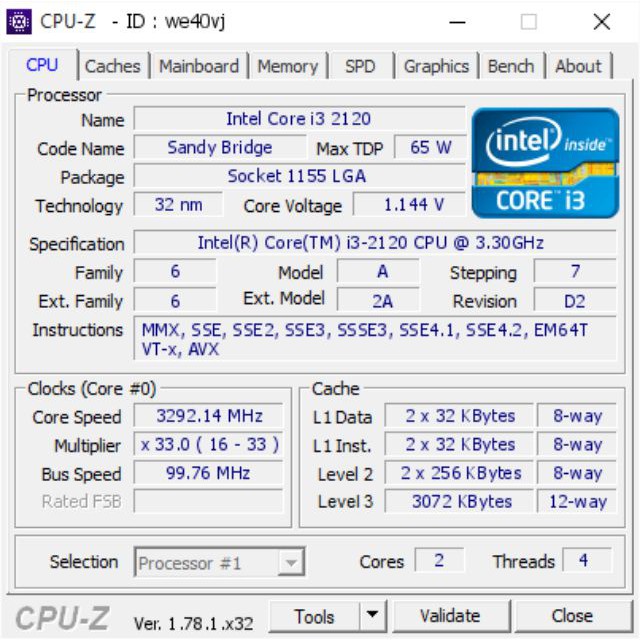 CPU Intel Core i3-2120 chip i3 2120 socket 1155 đời 2 21