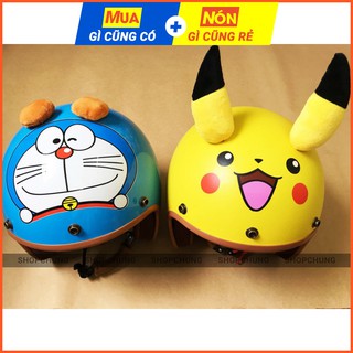[Rẻ Số Zách] Mũ bảo hiểm 3/4 Pikachu-Doremon-Gấu