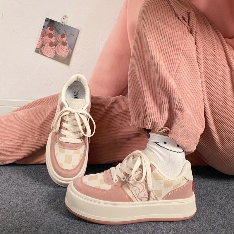 Giày Thể Thao Nữ Cá Tính Ullzang Độn Đế Đế Cao Hack Chiều Cao 2 Sọc Hottrend