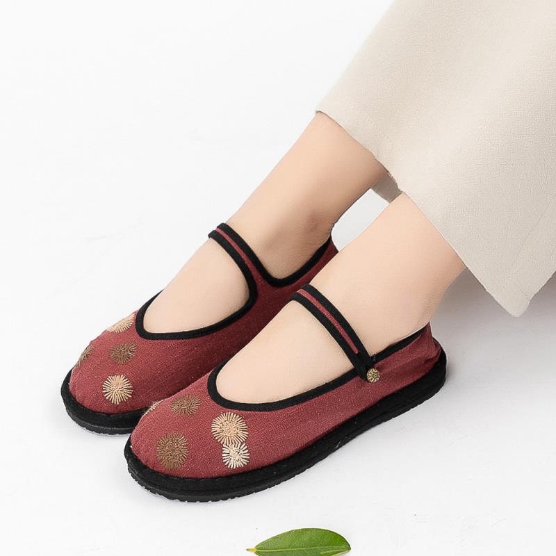 Giày Vải Cotton Lanh Thêu Họa Tiết Phong Cách Bắc Kinh Cổ Điển Mẫu Mới 2020 Thời Trang Mùa Thu 2020 Dành Cho Bạn Nữ A7