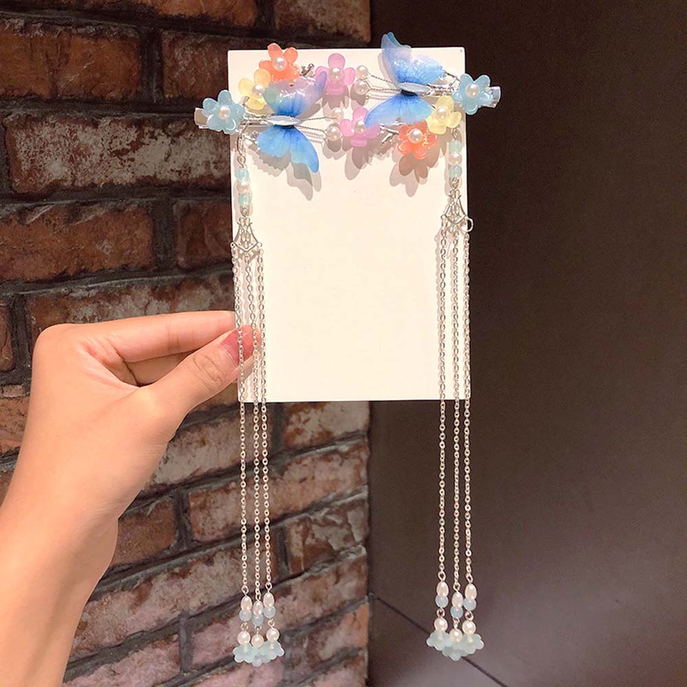Kẹp Tóc Kiểu Tua Rua Hình Bướm Phong Cách Cổ Điển Cho Bé Gái