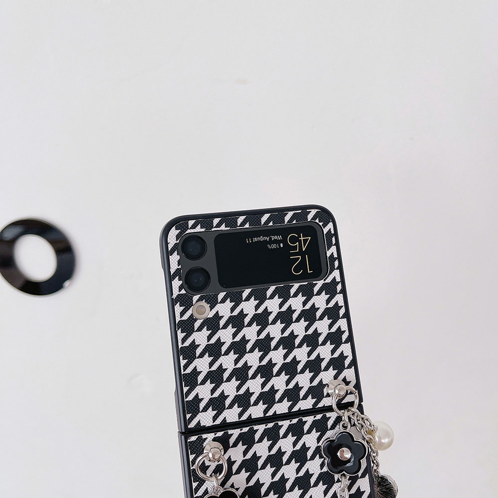 Bao Da Điện Thoại Nắp Gập Chống Sốc Có Dây Xích Thời Trang Cho Samsung Galaxy Z Flip 3 Flip 4 3 / 4