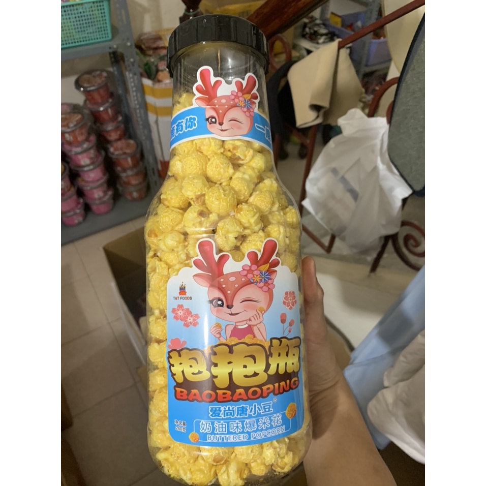 Bỏng Ngô Bắp Rang Bơ Chai Khổng Lồ - Chai 400gr ( 260gr Bỏng )