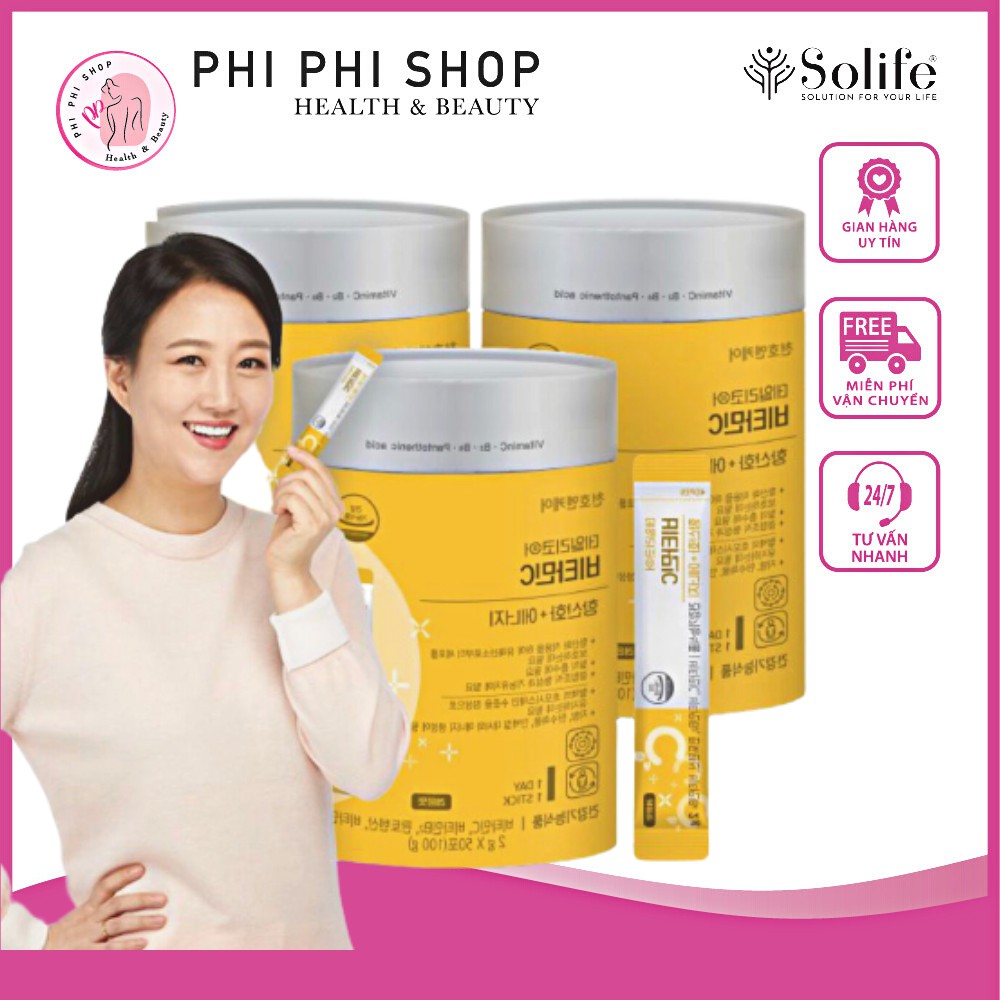 Bột Vitamin C Hàn Quốc-Hộp 50 Gói-Tặng kính chống dịch-Solife-Khỏe&Đẹp Shop