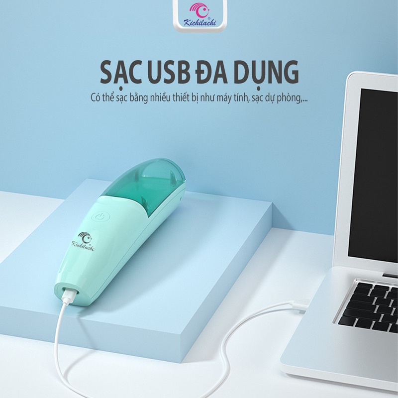 Tông Đơ Cắt Tóc Cho Bé Kichilachi Chấn Viền, Máy Cắt Tóc Trẻ Em Có Chức Năng Hút Tóc Tự Động