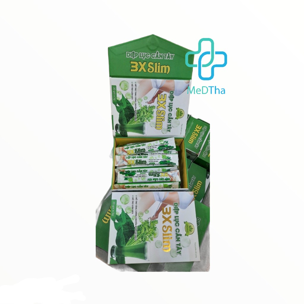 Diệp Lục Cần Tây 3X Slim - Hỗ trợ giảm béo, làm đẹp da, thải độc gan, phòng chống ung thư, giảm mỡ máu