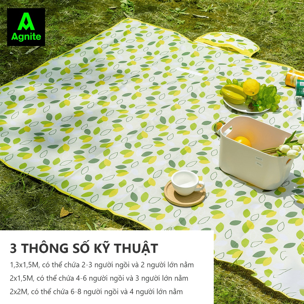 [Loại cao cấp] Thảm picnic, bạt trải dã ngoại chính hãng Agnite, chống nước, nhiều màu đa kích thước có túi gấp gọn