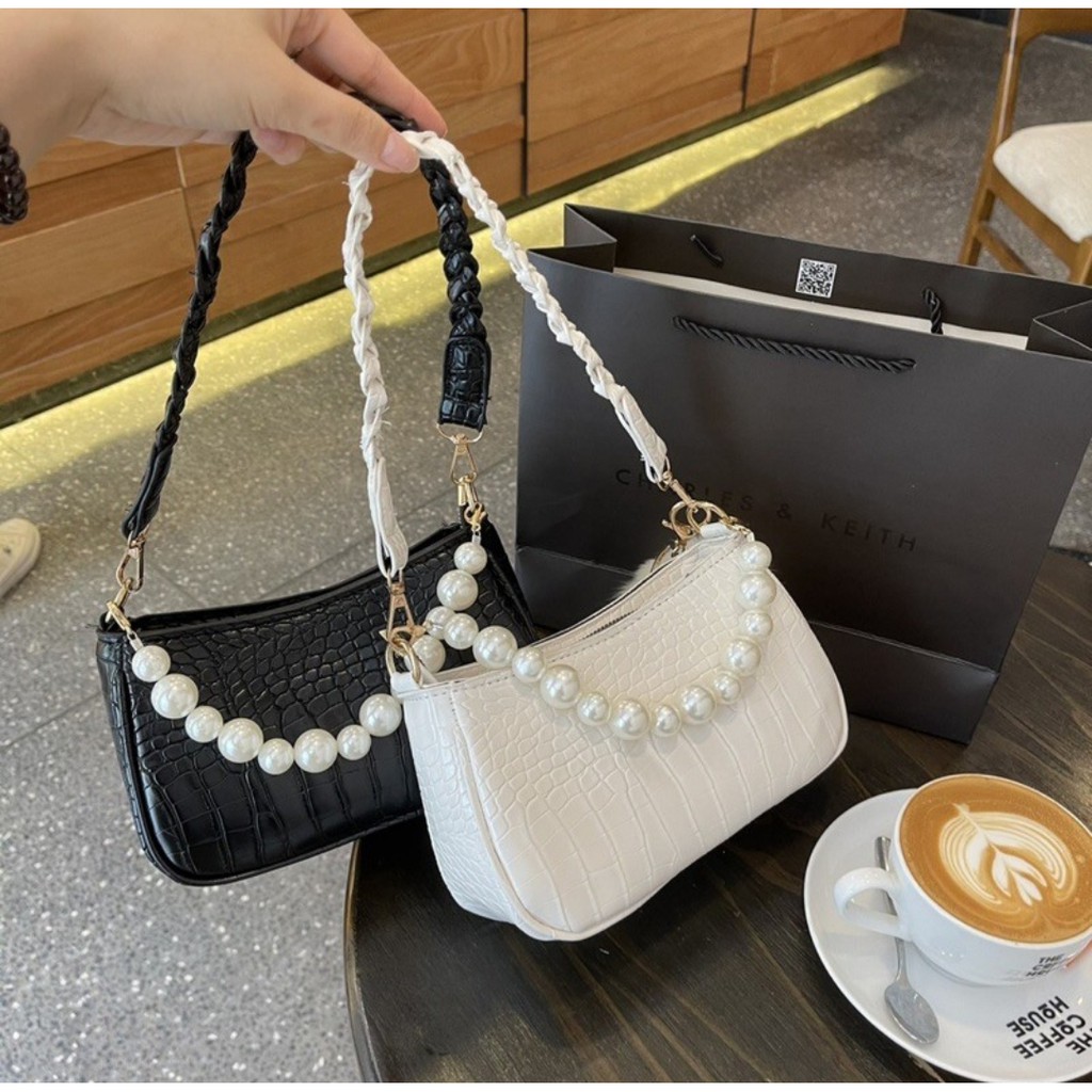 TÚI XÁCH NỮ DÂY NGỌC MẪU MỚI SIZE 20 TÚI KẸP NÁCH DÂY NGỌC CÓ 3 DÂY KÈM DÂY ĐEO CHÉO THEO
