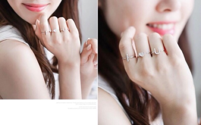 Nhẫn bộ I love you 3 chiếc freesize bạc thật mạ vàng trắng cao cấp
