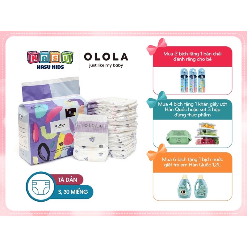[KÈM QUÀ TẶNG] Tã/Bỉm Dán OLOLA Skin Fit Size S30 Hàn Quốc Cho Bé Từ Sơ Sinh, Mỏng Nhẹ, Mềm Thoáng, Thấm Hút Nhanh