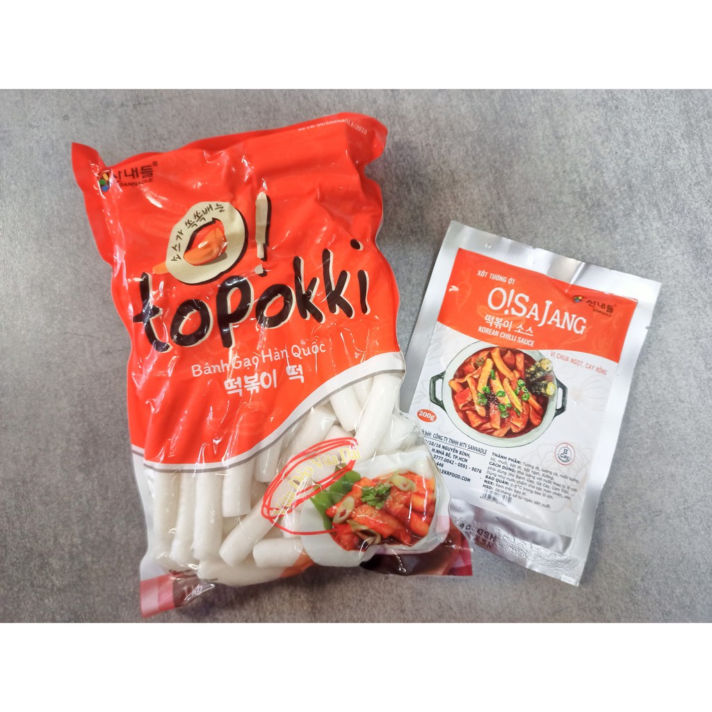combo 1kg BÁNH GẠO TOKPOKKI  + 450G CHẢ CÁ HÀN QUỐC+ 200G SỐT OSAJANG HÀN QUỐC