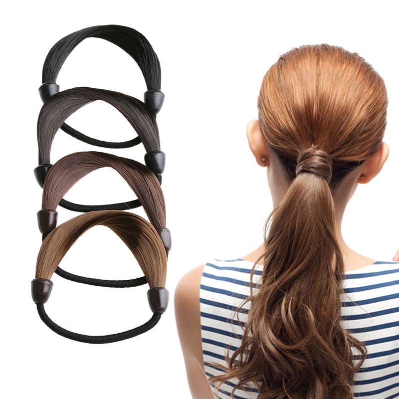 Dây buộc tóc đính tóc giả thời trang cho nữ