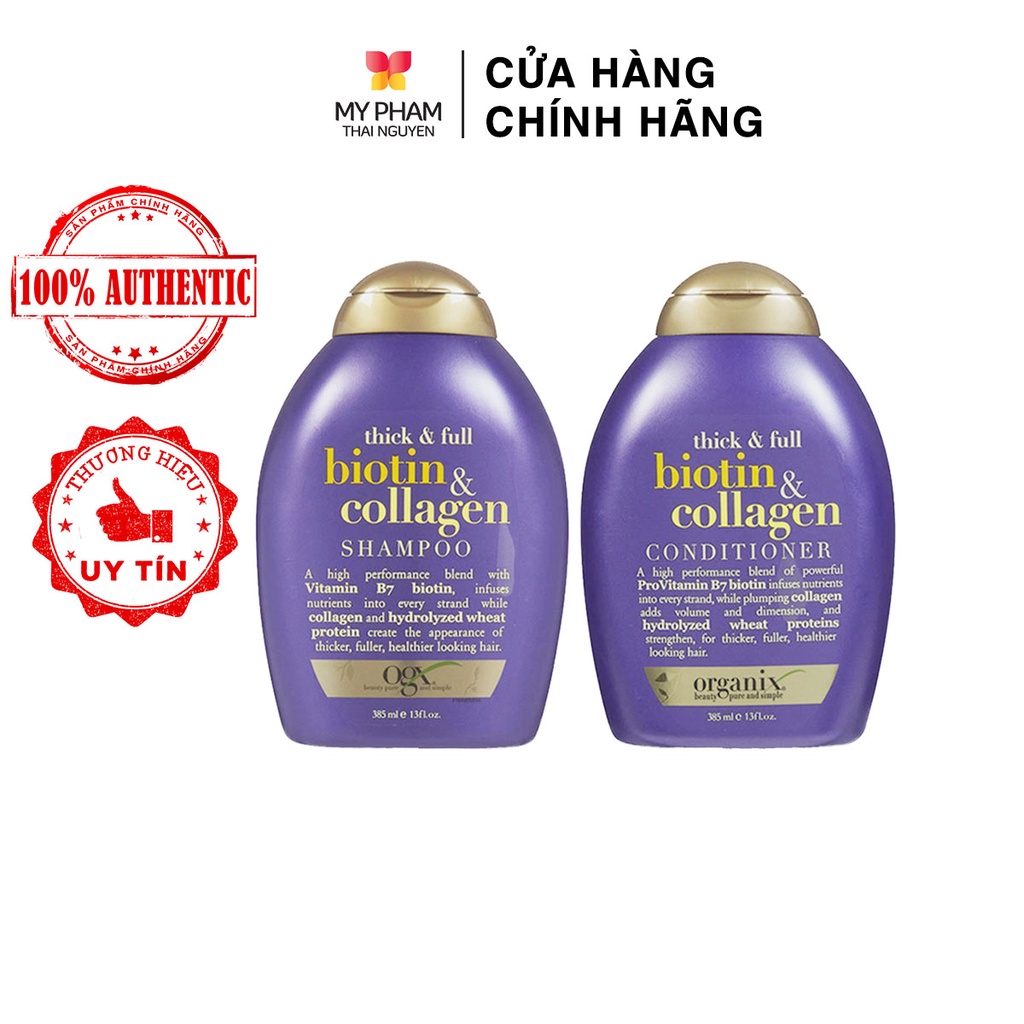 [Chính hãng] BỘ DẦU GỘI XẢ NGĂN RỤNG  TÓC ORGANIX THICK &amp; FULL BIOTIN COLLAGEN (Ảnh thật)