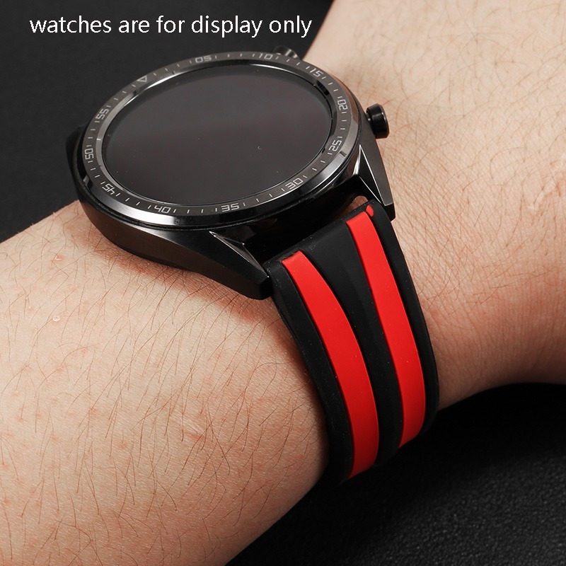 Dây Đeo Đồng Hồ 22mm Bằng Silicone Hai Màu Cho Samsung Galaxy Watch 3 45mm 46mm Gear 2 2neo Live S3 S4