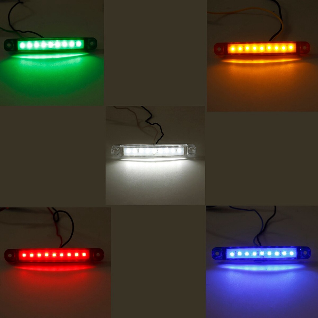 Dải đèn tín hiệu cảnh báo 9 led chống nước gắn hông xe hơi xe tải / xe buýt