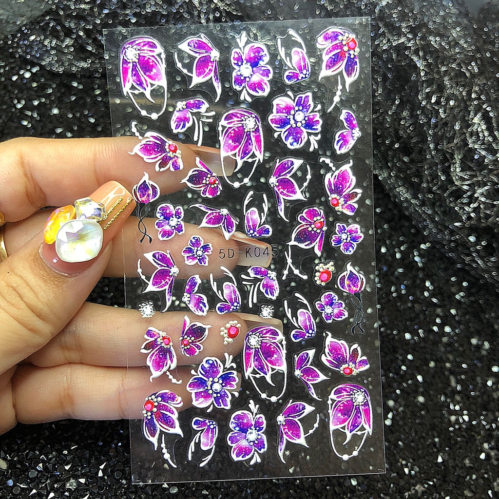 Sticker 5d Hoa Nổi Dán Móng Tay Nail- Trang Trí Móng