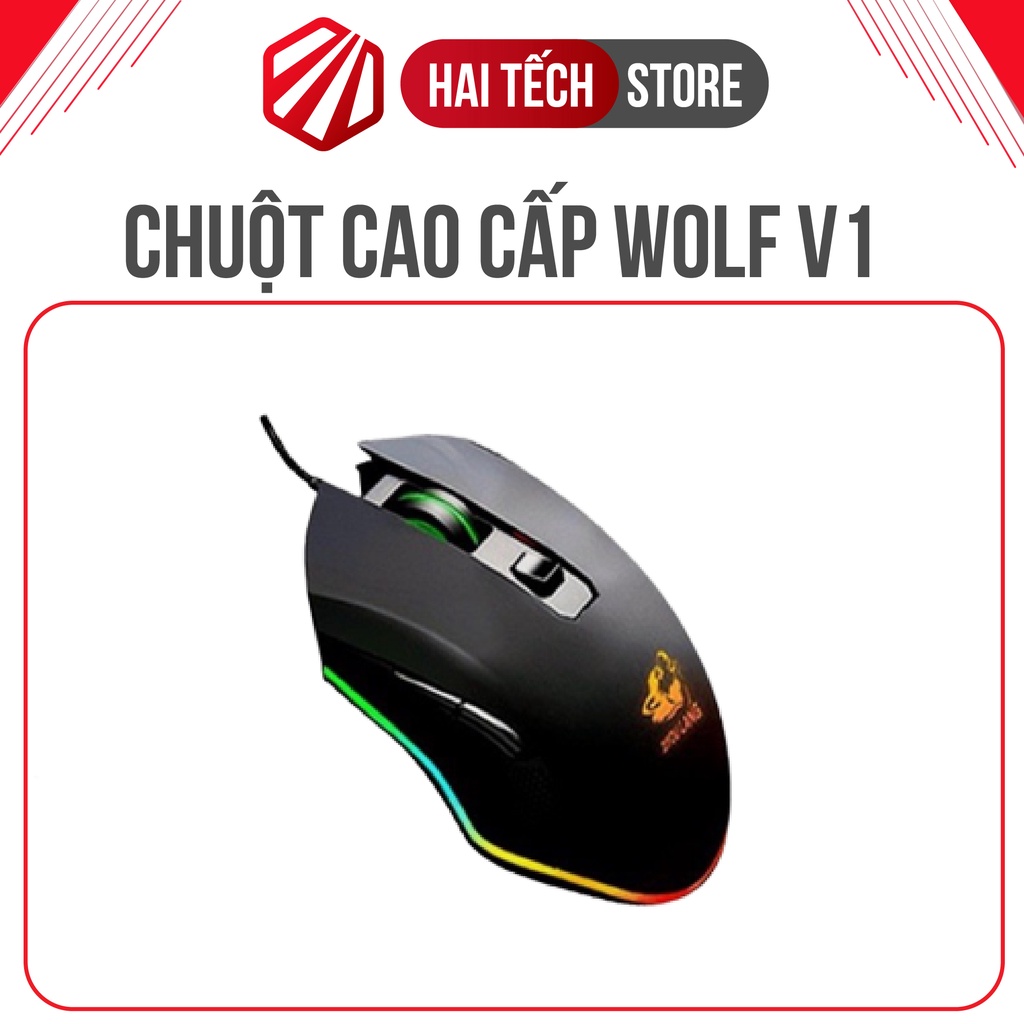 Chuột máy tính có dây Wolf V1 NEW 2022 có LED RGB đổi màu siêu đẹp, chuột chơi game dành cho Laptop, PC cực chất