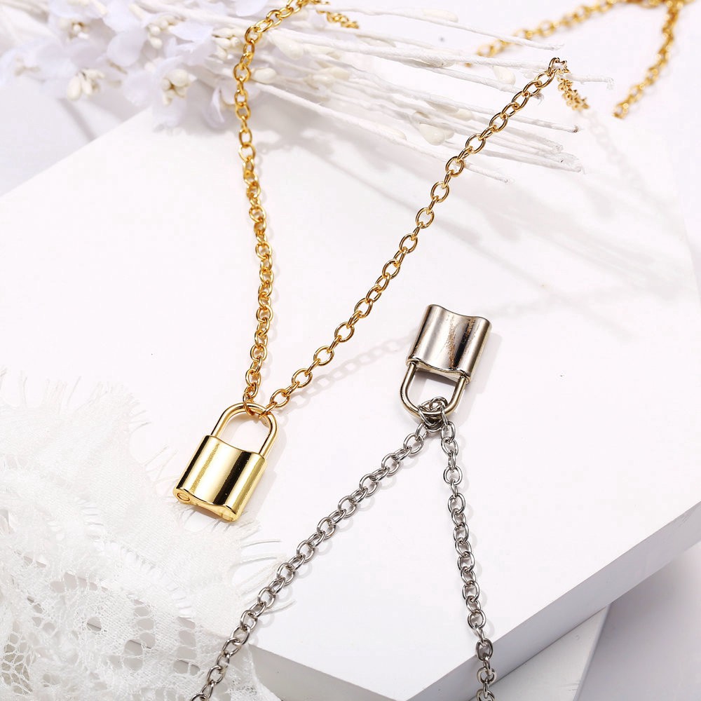 Vòng cổ ổ khóa nam nữ Dây chuyền mặt hình ổ khóa đơn giản thời trang