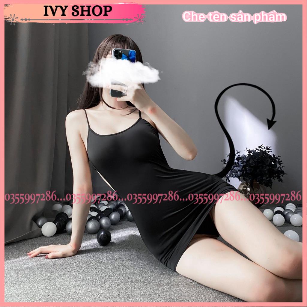 Váy Ngủ Body Thun Co Giãn Gợi Cảm  Hở Lưng Cách Điệu - Đầm Ngủ Sexy Nữ VB001 - Ivyshop