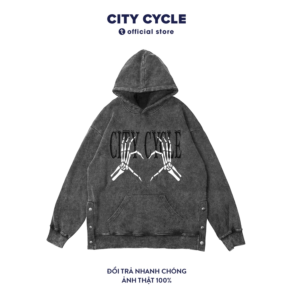 Áo hoodie local brand Acid Heart Bones City Cycle nỉ bông form rộng oversize unisex in hình