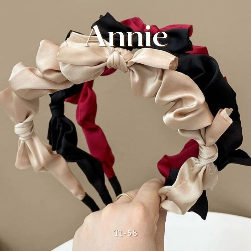 Băng đô lụa satin thắt nơ phong cách Retro Pháp ANNIE T1-58