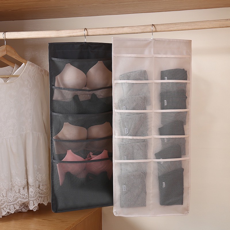 Túi Treo Nhiều Ngăn (Ô) Đựng Đồ Lót, Quần Áo Lót, Tất Vớ Có 2 Mặt Và Móc Treo Tiện Dụng