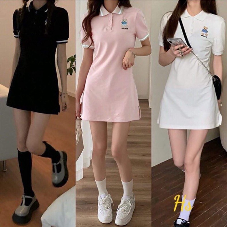 Váy polo cổ bẻ thêu gấu HSU0521