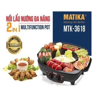 Nồi lẩu nướng 2in1 matika mtk-3618