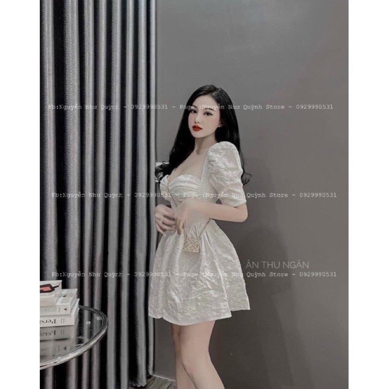 ĐẦM CỔ VUÔNG TAY PHỒNG DÁNG NGẮN XOÈ CHẤT GẤM CAO CẤP ( có mod ) ALOHASHOP91